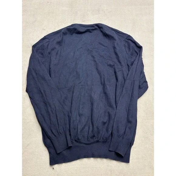 Polo Ralph Lauren V Neck Navy Blue Pima Cotton Sweater Mens Large - Picture 5 of 6